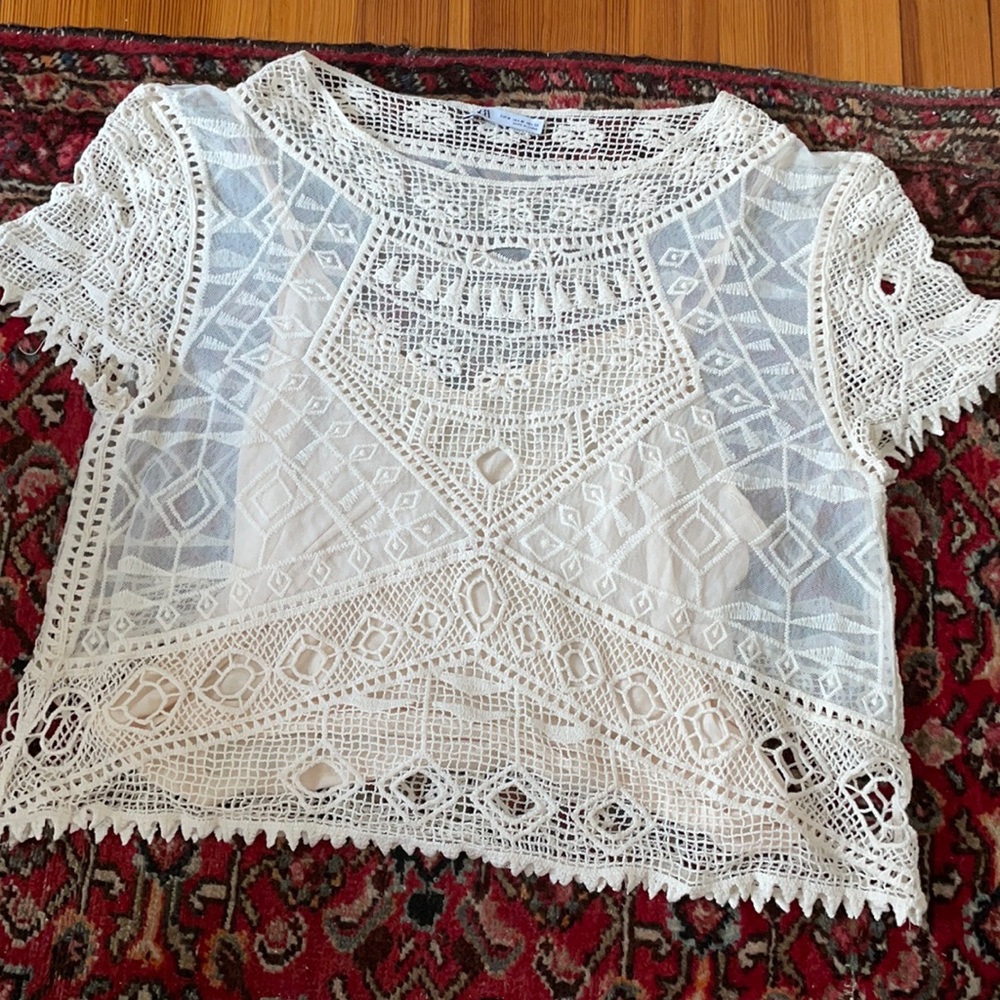 Cream Zara Lace Blouse.